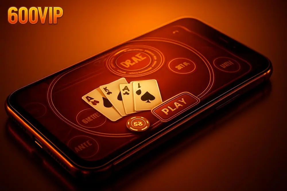 600VIP Teen Patti — a smartphone screen showing an online Teen Patti card game table